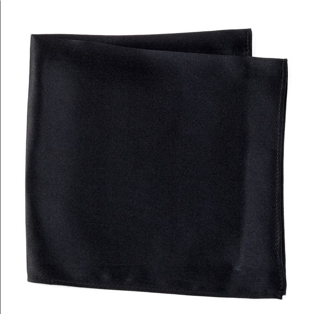 NORDSTROM RACK SILK SATIN POCKET SQUARE BLACK NEW